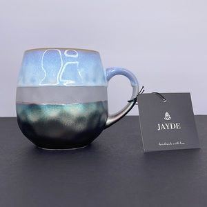 Potter's Corner Jayde Dip Light Blue Dye Coffee Mug Hammered Bulb 16oz